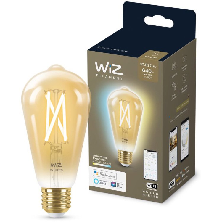 WiZ Filament amber ST64 E27 ledlamp Wifi + Bluetooth protocol