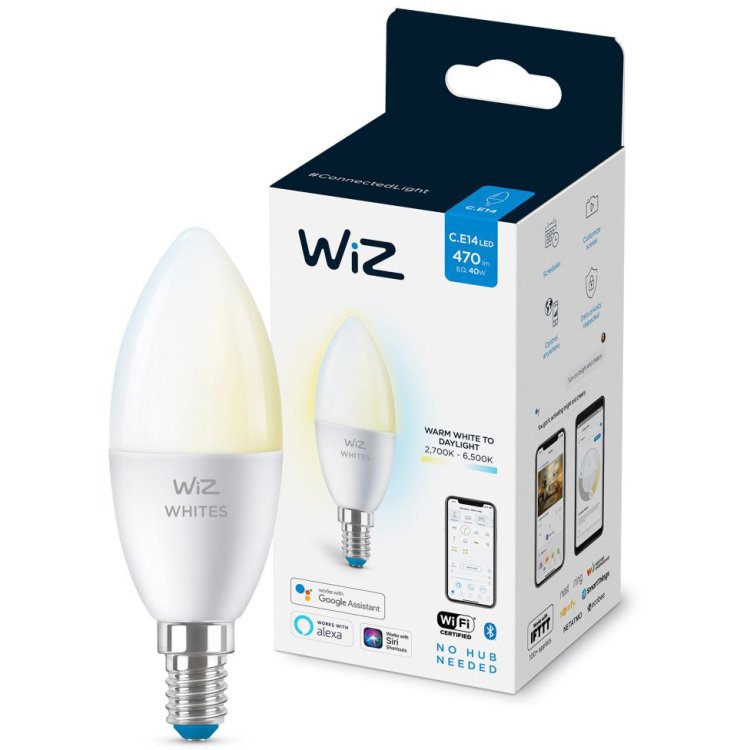 WiZ Kaarslamp C37 E14 ledlamp Wifi + Bluetooth protocol
